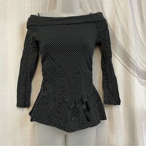 Y2K 2000s Elegant Black Polka Dot Women's Top Off the Shoulder Peplum Coquette